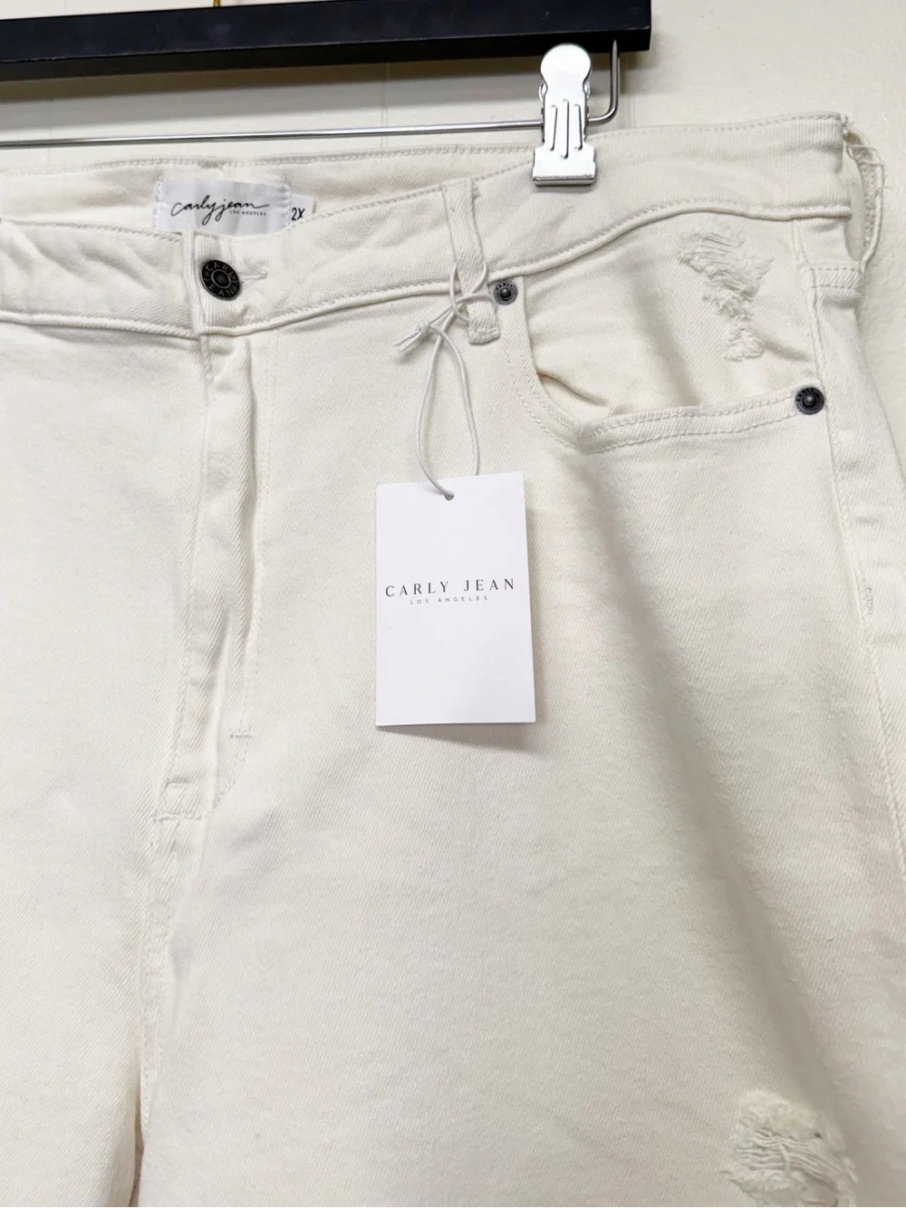 NEW CARLY JEAN LOS ANGELES CJLA Chrissy Straight Distressed Sea Salt Jeans 2X